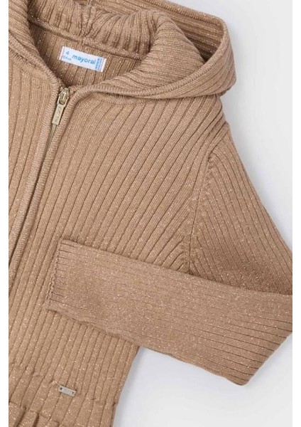 Kapşonlu Kız Hırka - Karamel