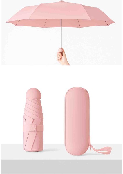Manuel Mini Kapsül Şemsiye Katlanabilir Unisex Su Geçirmez Rüzgar Dayanıklı Şık ve Modern Tasarım Kutu Kılıflı