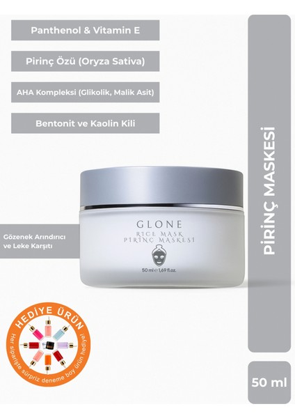 Pirinç Maskesi | 50ml | AHA & Kil | Aydınlatıcı ve Leke Karşıtı