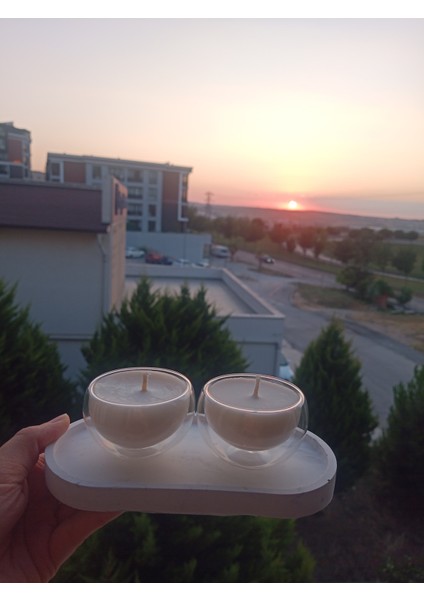 Çift Cidarlı Tabaklı 2'li Soya Wax Mum Seti fırsatları