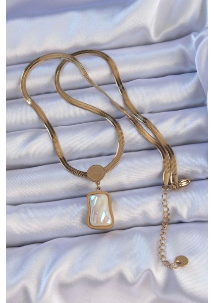 Bfs 316L Çelik Gold Renk Italyan Zincir Ezme Taşlı Kolye fiyatları