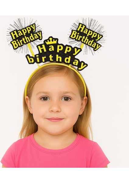 Doğum Günü Kutlaması Için Sarı Taç – Işıltılı Yazılı Parti Tacı
