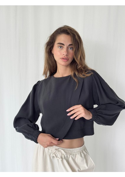 Alisa Kapaklı Retro Gömlek Kadın Siyah fırsatları