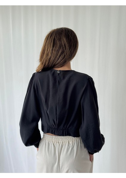 Alisa Kapaklı Retro Gömlek Kadın Siyah indirimleri