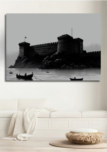 Çerçeve Görünümlü Altın Ağaçlı Fırtına Sulu Boya Görünümlü Dekoratif Ahşap Işyeri/ofis Kare Tablo