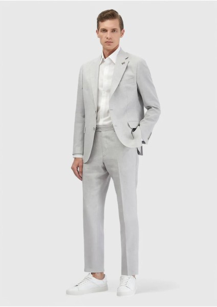 Açık Gri Zeroweight Slim Fit Yün Karışımlı Takım Elbise modelleri