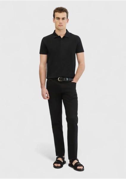 Siyah Düz Polo Yaka %100 Pamuk T-Shirt fiyatları