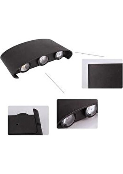 Uranüs Amber Işık Ledli Aplik Modern Tasarım Bahçe ve Dış Mekan Kullanımı İçin 17 x 9 cm