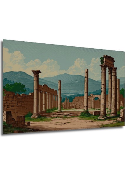 Çerçeve Görünümlü Savaş Alanı Yağlı Boya Görünümlü Dekoratif Ahşap Ev/işyeri/ofis Yuvarlak Tablo modelleri