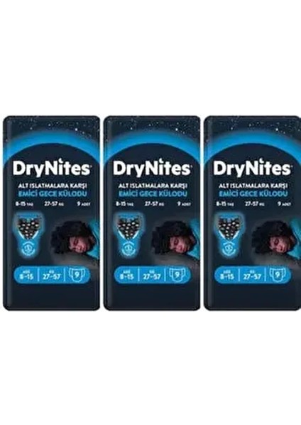 Drynites Erkek Emici Gece Külodu 8-13 Yaş 27 Adet