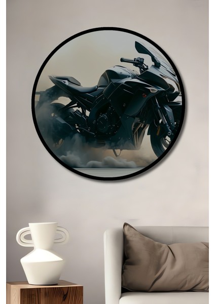 Çerçeve Görünümlü Tanklar ve Gemilerle Savaş Alanı Yağlı Boya Görünümlü Ahşap Ofis Kare Tablo