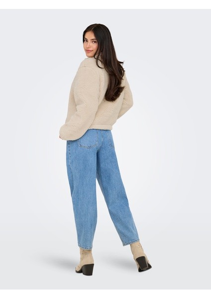 Kadın Yarım Fermuarlı Peluş Bej Sweatshirt - 15311631 modelleri