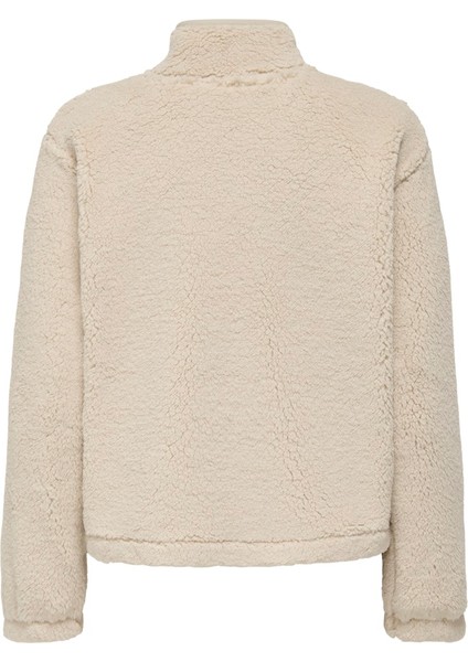 Kadın Yarım Fermuarlı Peluş Bej Sweatshirt - 15311631 indirimleri