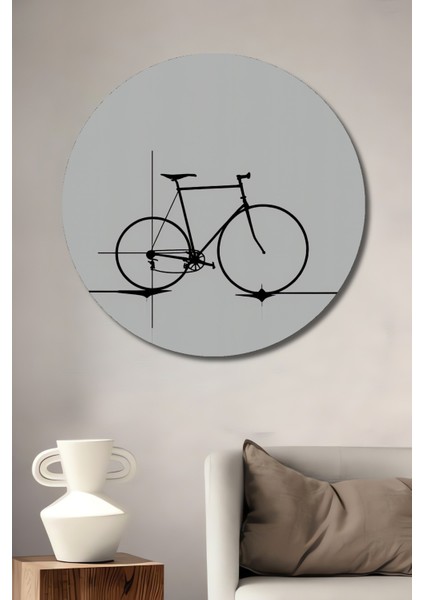 Çerçeve Görünümlü Soyut Piyano Tuşları Kara Kalem Görünümlü Ahşap Ofis Yuvarlak Tablo