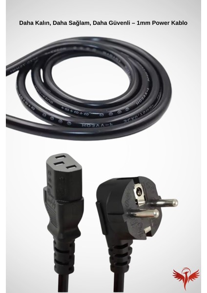 1.5 Metre C13 Power Kablo - Bilgisayar Kasa Monitör Pc Güç Kablosu 3*1mm 10A-16A 250V 500W 1.5mt fırsatları