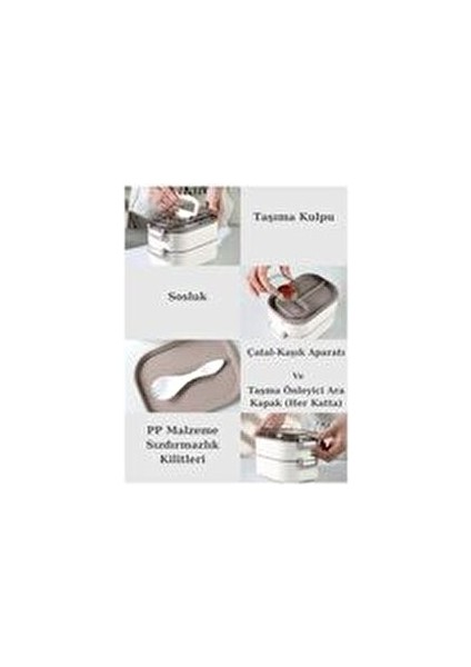 Iki Katlı - Sos Kaseli - Paslanmaz Çelik Kolay Kilitlenir Sefer Tası – 1000 ml fırsatları
