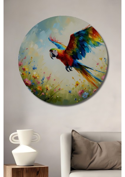 Çerçeve Görünümlü Normandiya Çıkarması Yağlı Boya Görünümlü Dekoratif Ahşap Ofis Yuvarlak Tablo