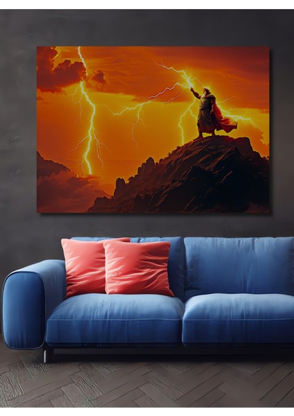 Çerçeve Görünümlü Orta Çağ Yağlı Boya Görünümlü Savaş Atları Ofis Dekoratif Ahşap Yuvarlak Tablo