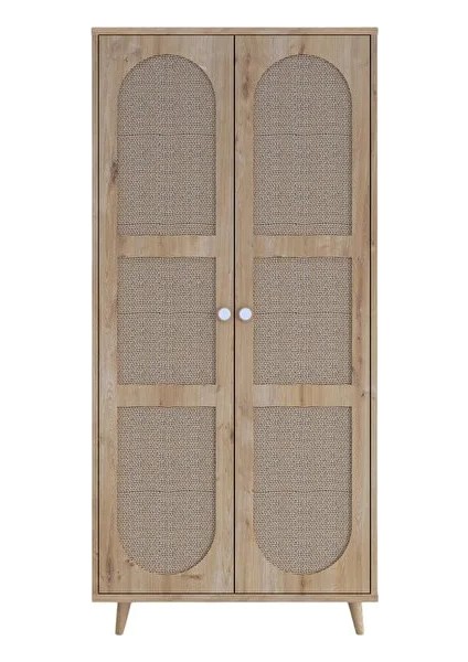 Bali Bohem Jüt 2 Kapaklı Gardırop – Jüt Kumaş Mdf Kapaklı, Meşe modelleri