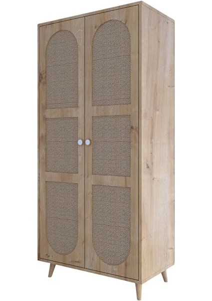 Bali Bohem Jüt 2 Kapaklı Gardırop – Jüt Kumaş Mdf Kapaklı, Meşe fırsatları