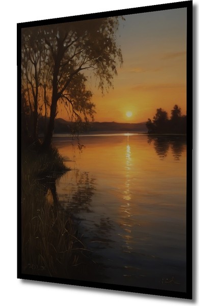 Çerçeve Görünümlü Işıltılı Papatya Bahçesi Yağlı Boya Görünümlü Dekoratif Ahşap Ofis Kare Tablo fiyatları