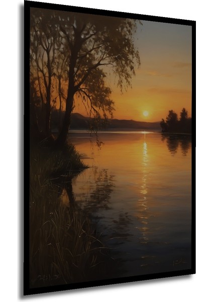 Çerçeve Görünümlü Işıltılı Papatya Bahçesi Yağlı Boya Görünümlü Dekoratif Ahşap Ofis Kare Tablo modelleri