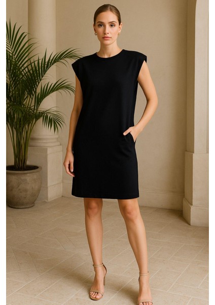 Vatkalı Siyah Modal Kumaş Kadın Elbise fiyatları