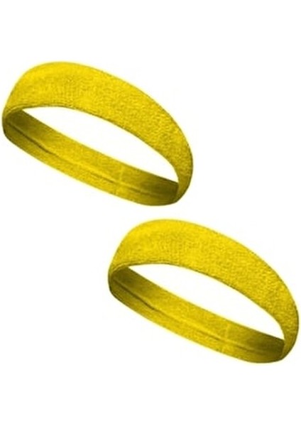 Sporcu Havlu Kafa Bandı Alın Ter Bandı Sarı Renk 2 Adet