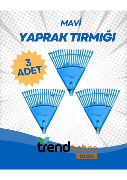 Plastik Mavi Bahçe Tırmığı (3 Adet)