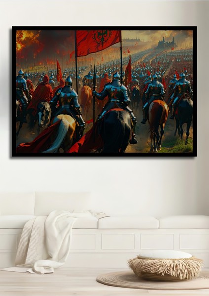 Çerçeve Görünümlü Fırtına Bulutları ve Şimşek Dansı Yağlı Boya Görünümlü Ofis Dekoratif Ahşap Tablo