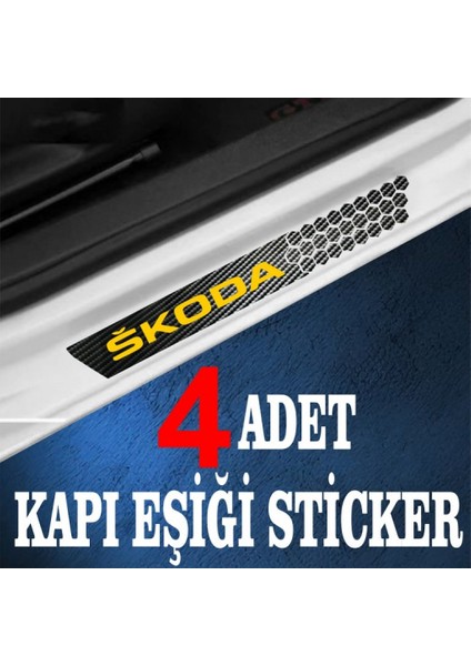 Skoda Özel Oto Kapı Eşikleri Sticker Karbon 4 Adet fiyatları
