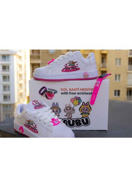 Labubu Çocuk Spor Ayakkabı + Akıllı Kol Saati Hediyeli 🎁✨ | Renkli ve Eğlenceli Tasarım