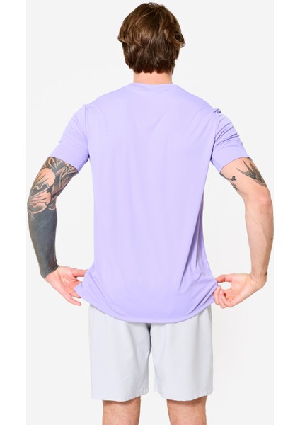 Domyos Erkek Bisiklet Yaka Kısa Kollu Spor Tişörtü - Mor fırsatları