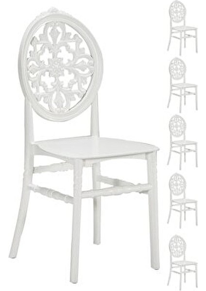 Venüs Beyaz Sandalye 6 Adet Polyester Oturum Yüzeyi ile Şık ve Kullanışlı fırsatları