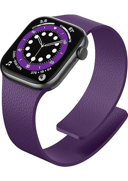Apple Watch 11-10 46MM 9 8 7 45MM Se 6 5 4 44 Ultra 49MM Uyumlu Manyetik Silikon Deri Dokulu Kordon