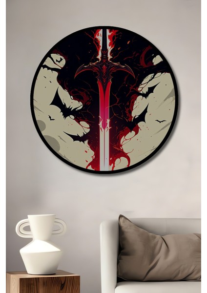 Çerçeve Görünümlü Epik Savaş Atları Yağlı Boya Görünümlü Dekoratif Ahşap Işyeri/ofis Yuvarlak Tablo