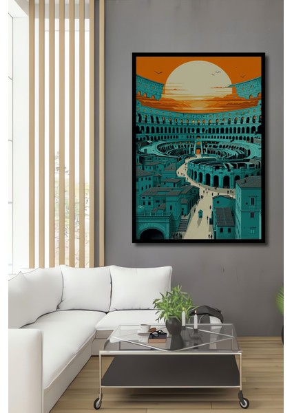 Çerçeve Görünümlü Çizgi Film Tarzı M4 Karbon Tüfek Modern Sanat Dekoratif Ahşap Ofis Yuvarlak Tablo