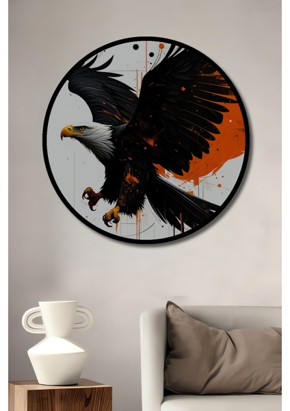 Çerçeve Görünümlü Tarihi Savaş Alanı Yağlı Boya Görünümlü Dekoratif Ahşap Ofis Yuvarlak Tablo