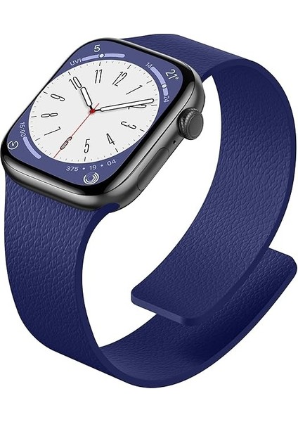 Apple Watch 11-10 46MM 9 8 7 45MM Se 6 5 4 44 Ultra 49MM Uyumlu Manyetik Silikon Deri Dokulu Kordon