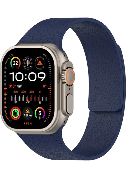 Apple Watch 11-10 46MM 9 8 7 45MM Se 6 5 4 44 Ultra 49MM Uyumlu Manyetik Silikon Deri Dokulu Kordon indirimleri