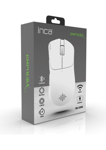 IMG-329MX Oyuncu Mouse 12000 Dpı | Rgb, Laser Sensör, 6d Tuş, Kablosuz Kablolu, Type-C Şarj