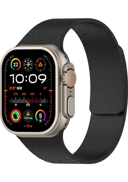 Apple Watch 11-10 46MM 9 8 7 45MM Se 6 5 4 44 Ultra 49MM Uyumlu Manyetik Silikon Deri Dokulu Kordon indirimleri