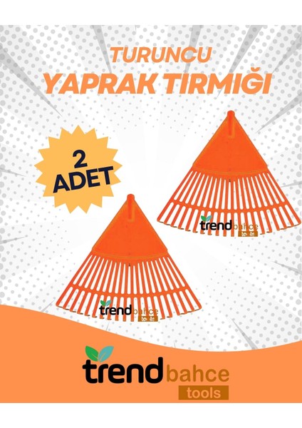 Plastik Turuncu Bahçe Tırmığı 2'li Set