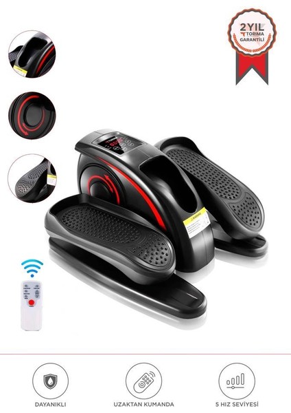 VEP-1001 Siyah Eliptik Kondisyon Bisikleti El ve Ayak Egzersiz Pedalı Kumandalı Egzersiz Aleti