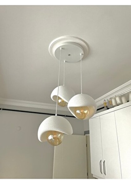 Beton Görünümlü Modern Şık Iskandinav Tarz 3 Başlıklı Avize (25CM) (Rustik Ampul Hediyeli) Nestvibe fiyatları