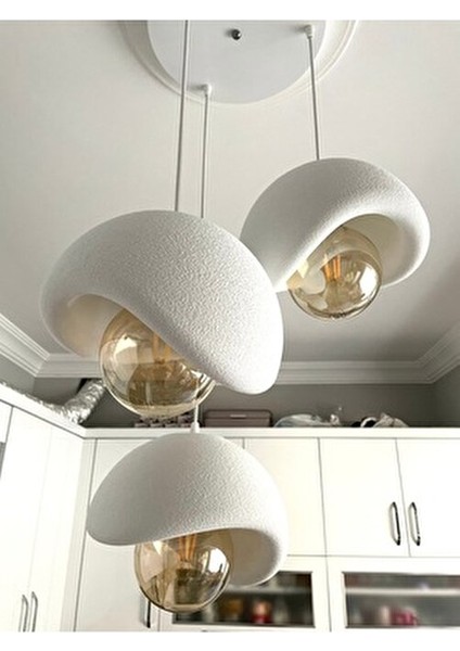 Beton Görünümlü Modern Şık Iskandinav Tarz 3 Başlıklı Avize (25CM) (Rustik Ampul Hediyeli) Nestvibe modelleri