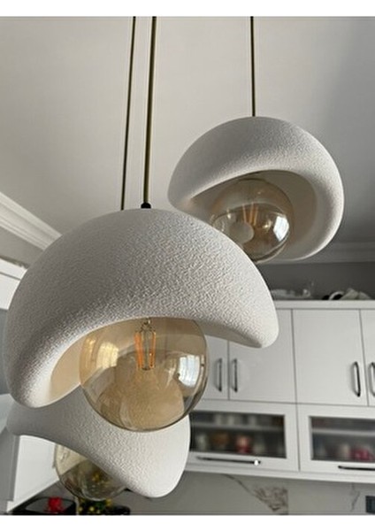 Beton Görünümlü Modern Şık Iskandinav Tarz 3 Başlıklı Avize (25CM) (Rustik Ampul Hediyeli) Nestvibe fırsatları