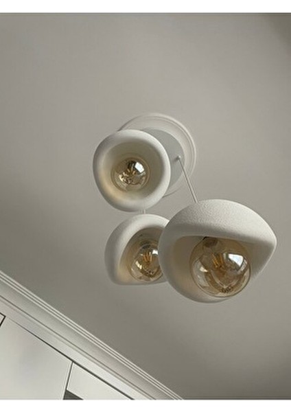 Beton Görünümlü Modern Şık Iskandinav Tarz 3 Başlıklı Avize (25CM) (Rustik Ampul Hediyeli) Nestvibe indirimleri
