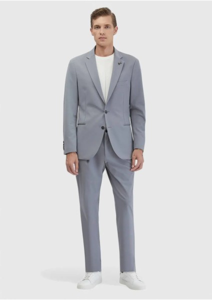 Açık Gri Düz Comfort Fit Örme Takım Elbise fiyatları