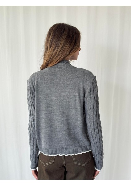 Gold Düğmeli Hırka Kadın Gri fiyatları